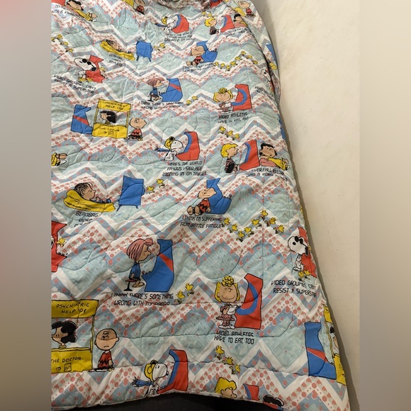 Rare Vintage 1971 Peanuts Snoopy Charlie Brown &Gang Video Game comforter - Picture 3 of 8